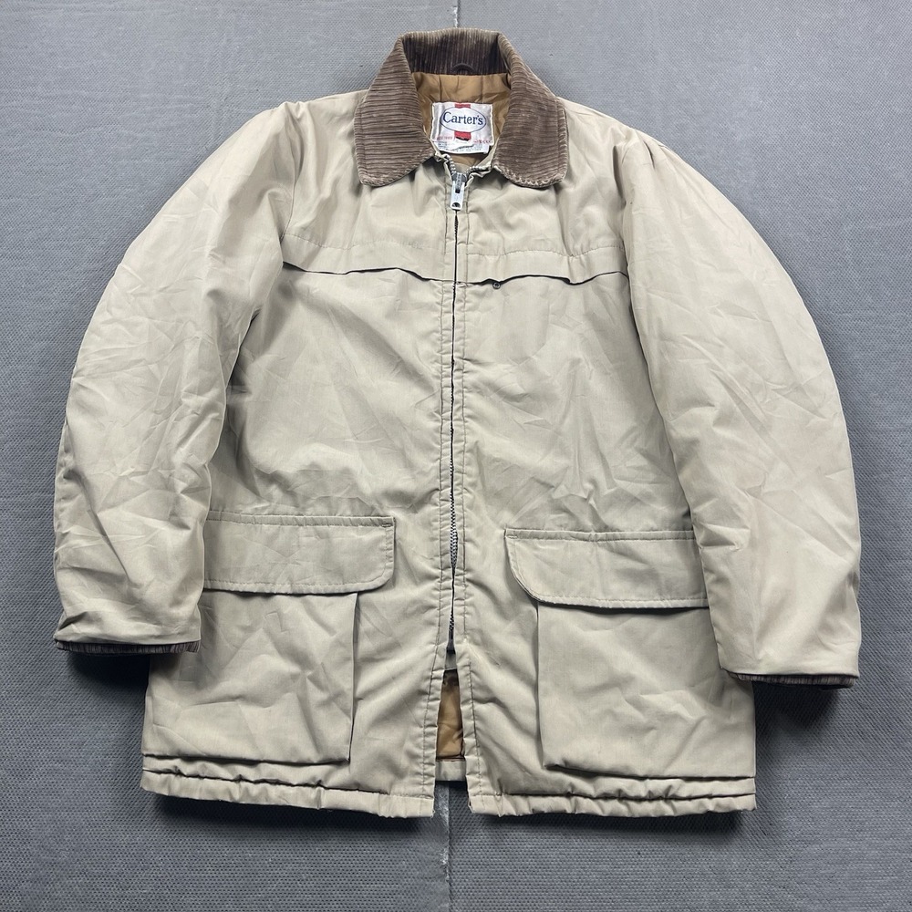 Vintage Carters Watch the Wear Jacket Mens‎ Small Beige Chore Coat USA Talon Zip